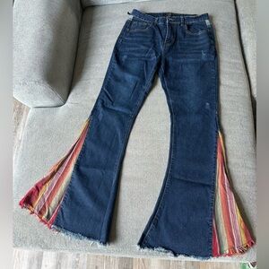 Western Super Flare Jeans with Stripe Accents